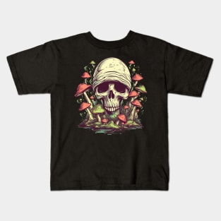 Nature's Surreal Psychedelic Mushroom Skull Kids T-Shirt